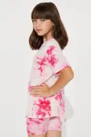 Mini Chelsea Tie Dye Oversize Top Short Set(Fuchsia/combo,4/5)