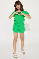 Mini Cotton Gauze Cold Shoulder Romper