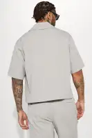 Give Me All Your Love Zipped Short Sleeve Top(Grey,S)