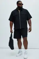 Gerrish Textured Boxy Shirt(Black,S)