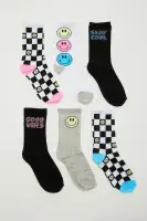 Mini Checkered Smiles 6 Pack Crew Socks
