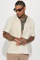 Half Crochet Pattern Short Sleeve Button Up Shirt
