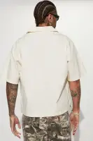 Ryland Relaxed Cotton Short Sleeve Cuban Shirt(OffWhite,S)