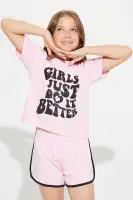 Mini Girls Just Do It Better Short Set(Pink/combo,6/6X)