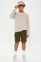 Mini Murphy Relaxed Denim Cargo Shorts(Olive,4)