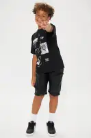 Mini PU Zip Pocket Short(Black,8)