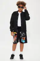 Mini No Thanks Fleece Shorts(Black/combo,4)