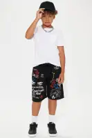 Mini Got A Lot To Say Fleece Shorts(Black/combo,4)
