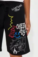 Mini Got A Lot To Say Fleece Shorts(Black/combo,4)