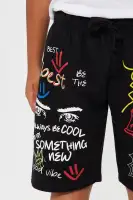 Mini Got A Lot To Say Fleece Shorts(Black/combo,4)
