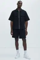 Gerrish Textured Boxy Shirt(Black,S)