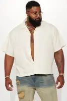 Ryland Relaxed Cotton Short Sleeve Cuban Shirt(OffWhite,S)