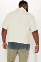 Ryland Relaxed Cotton Short Sleeve Cuban Shirt(OffWhite,S)
