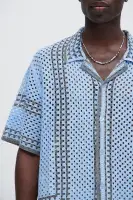 Allston Crochet Knit Shirt(Blue/combo,S)