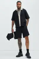 Luka Zipper Shirt(Black/combo,S)