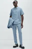 Bahamas Linen Classic Button Up Shirt(Blue,S)