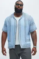 Allston Crochet Knit Shirt(Blue/combo,S)