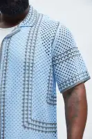 Allston Crochet Knit Shirt(Blue/combo,S)