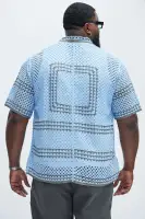Allston Crochet Knit Shirt(Blue/combo,S)