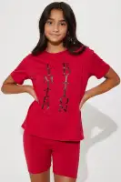 Mini Limited Edition Yummy Knit Biker Short Set(Red,4/5)