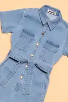 Mini Living Life Denim Romper(Light Wash,2)