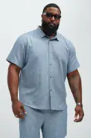 Bahamas Linen Classic Button Up Shirt(Blue,S)