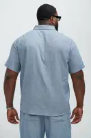 Bahamas Linen Classic Button Up Shirt(Blue,S)