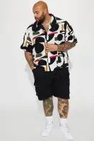 Over The Top Cuban Shirt(Off  White/combo,S)