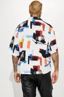 Brush Away Button Up Shirt(White/combo,S)