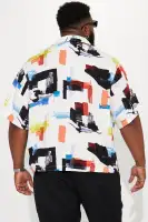 Brush Away Button Up Shirt(White/combo,S)