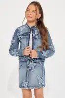 Mini Cross Your Mind Denim Mini Skirt(Medium Wash,4)