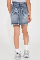 Mini Cross Your Mind Denim Mini Skirt(Medium Wash,4)