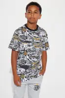 Mini Graffiti Fleece Jogger Set(Black/Grey,4)