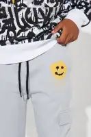 Mini Big Smiley Fleece Jogger Set(Grey,4)