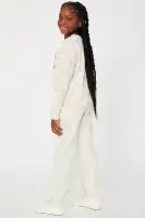 Mini Queen Vibes Fleece Matching Pant Set(Beige,4/5)
