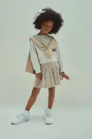 Mini L'Amour Vibes Pullover Sweatshirt and Skirt Set(Oatmeal,4/5)