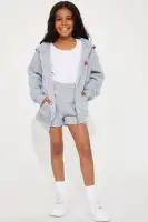 Mini Cherry Taste Fleece Short Set(Heather Grey,4/5)