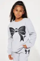 Mini Put A Ribbon On It Fleece Jogger Set(Heather Grey,XS)