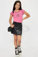 Mini Always Good Faux Leather Skort(Black,4)