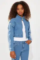 Mini Fire of Loyalty Denim Jean & Jacket Set(Light Blue,7/8)