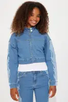 Mini Fire of Loyalty Denim Jean & Jacket Set(Light Blue,7/8)