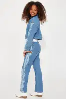 Mini Fire of Loyalty Denim Jean & Jacket Set(Light Blue,7/8)