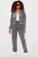 Mini Good Vibes Washed Wide Leg Sweatpant Set