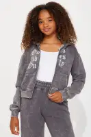 Mini Good Vibes Washed Wide Leg Sweatpant Set(Grey/combo,4)
