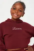 Mini Life Of Leisure Fleece Pant Set(Burgundy,4/5)