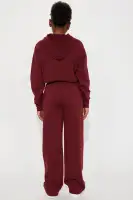 Mini Life Of Leisure Fleece Pant Set(Burgundy,4/5)