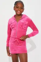 Mini Check Up On It Velour Skirt Set(Pink,XS)