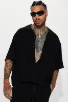 Solid Textured Linen Button Up Shirt