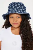 Mini Checkered Denim Bucket Hat