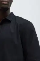 Ryland Cotton Long Sleeve Button Up Shirt(Black,S)